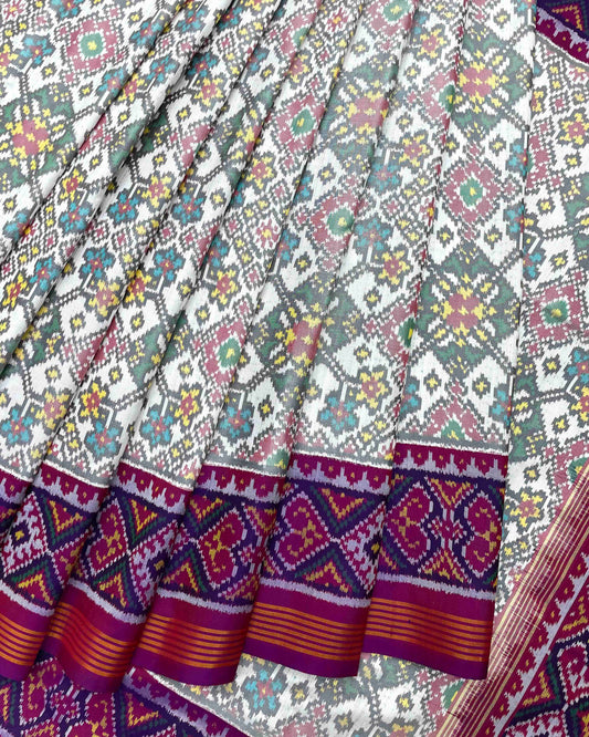 Purple & White Navratan Patola Saree