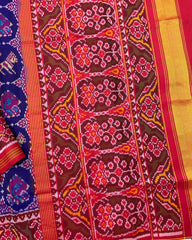 Red & Blue Circle Narikunj Patola Saree