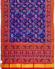 Red & Blue Circle Narikunj Patola Saree