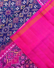 Pink & Blue Manekchowk Patola Saree