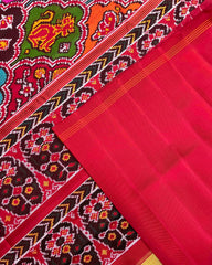 Red & Multicolour Narikunj Twill Patola Saree