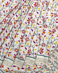 Off White Fancy Leaves Patola Saree