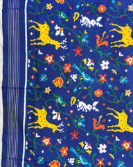 Blue Deer Parrot Flower Patola Saree