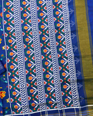 Blue Deer Parrot Flower Patola Saree