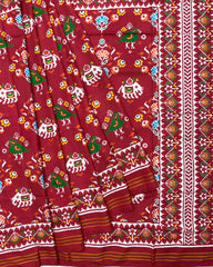 Red Narikunj Flower Patola Saree