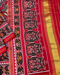 Red & Multicolour Narikunj Twill Patola Saree