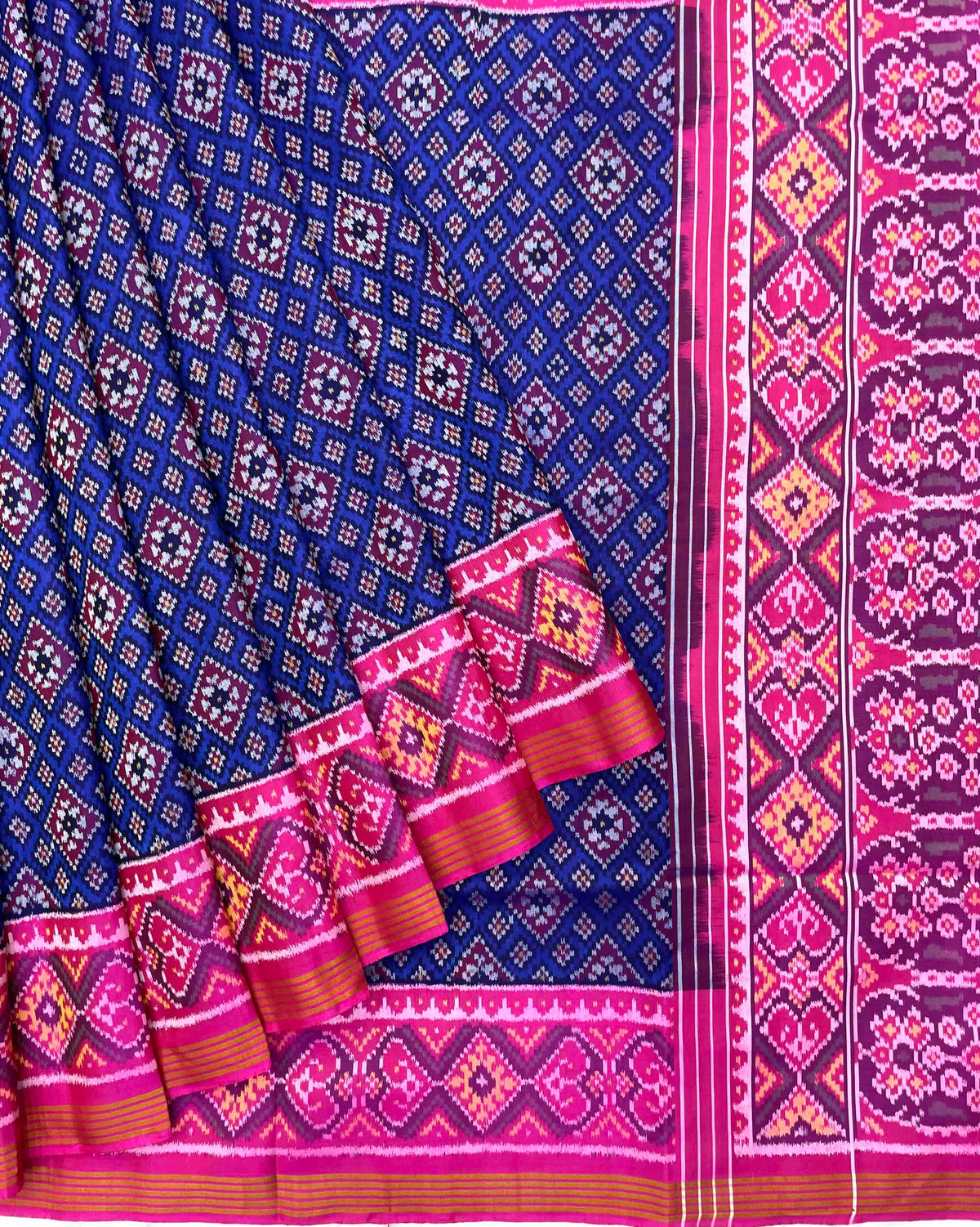 Pink & Blue Small Panchanda Patola Saree