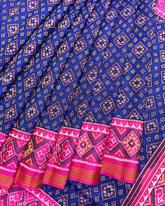 Pink & Blue Small Panchanda Patola Saree