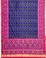 Pink & Blue Flower Patola Saree