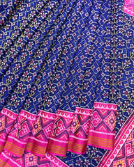 Pink & Blue Flower Patola Saree