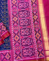 Pink & Blue Flower Patola Saree