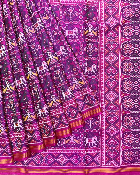 Purplish Pink Narikunj Patola Saree