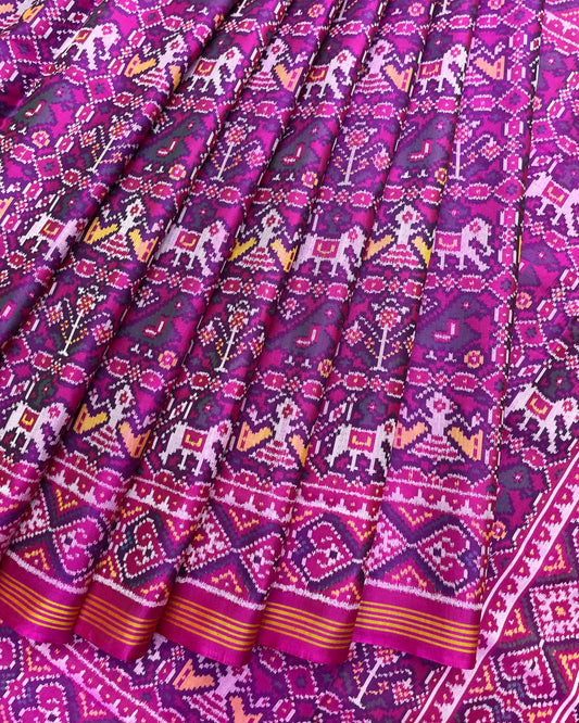 Purplish Pink Narikunj Patola Saree