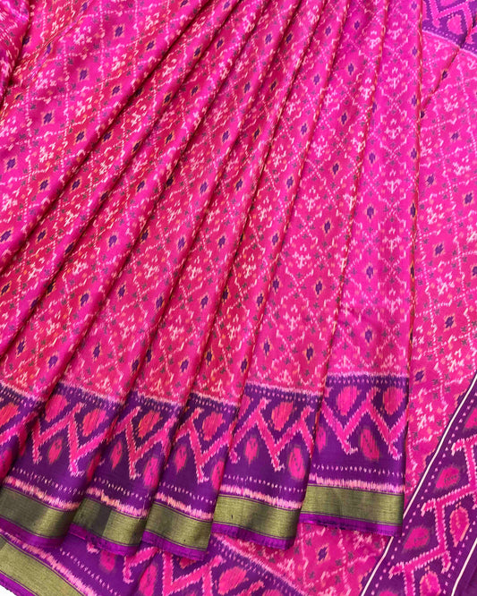 Purple & Pink Buttonful Patola Saree