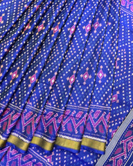 Blue Bandhej Design Patola Saree