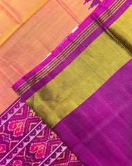 Purple & Peach Plain Patola Saree