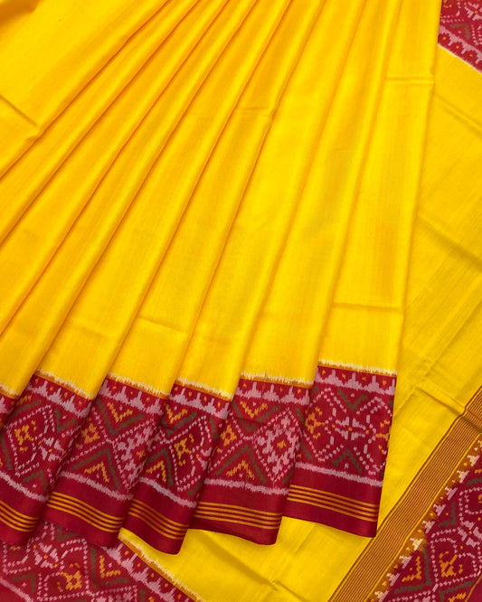 Red & Yellow Plain Patola Saree