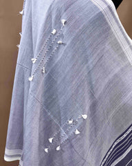 Grey & Greyish Blue Fine Cotton Dupatta