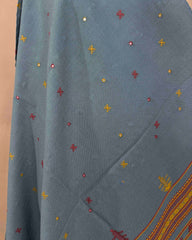 Grey Zad Butti Mirror Kutchi Woolen Shawl