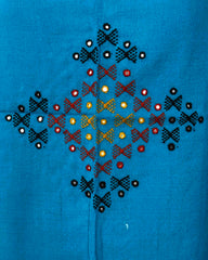 Blue Butta Mirror & Corner Mirror Kutchi Woolen Shawl