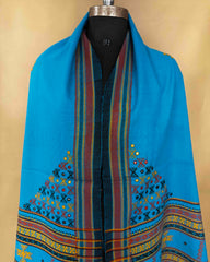 Blue Butta Mirror & Corner Mirror Kutchi Woolen Shawl