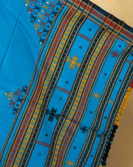 Blue Butta Mirror & Corner Mirror Kutchi Woolen Shawl