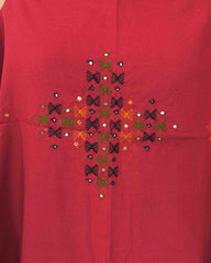 Red Butta Mirror & Corner Mirror Kutchi Woolen Shawl