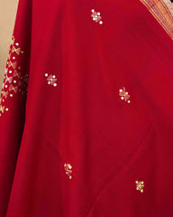 Red Butta Mirror & Corner Mirror Kutchi Woolen Shawl