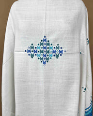 White Butta Mirror & Corner Mirror Kutchi Woolen Shawl