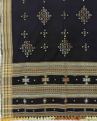 Black Butta Mirror Kutchi Woolen Shawl