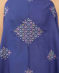 Purplish Blue Butta Mirror & Corner Mirror Kutchi Woolen Shawl