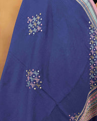 Purplish Blue Butta Mirror & Corner Mirror Kutchi Woolen Shawl