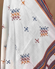 White Butta Mirror Kutchi Woolen Shawl