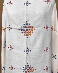 White Butta Mirror Kutchi Woolen Shawl