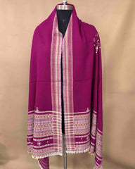 Pink Chomukh Mirror Kutchi Woolen Shawl