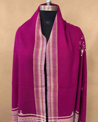 Pink Chomukh Mirror Kutchi Woolen Shawl