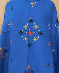 Blue Chomukh Mirror Kutchi Woolen Shawl