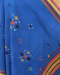 Blue Chomukh Mirror Kutchi Woolen Shawl