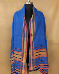 Blue Chomukh Mirror Kutchi Woolen Shawl