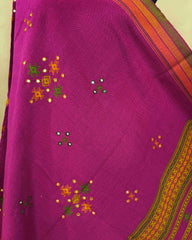 Pink Chomukh Mirror Kutchi Woolen Shawl