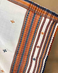 Off White Chomukh Mirror Kutchi Woolen Shawl