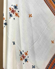 Off White Chomukh Mirror Kutchi Woolen Shawl