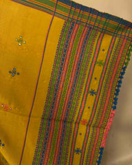 Mustard Yellow Chomukh Mirror Kutchi Woolen Shawl