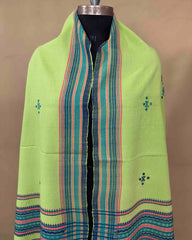 Light Green Chomukh Mirror Kutchi Woolen Shawl