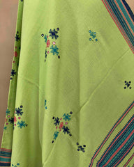 Light Green Chomukh Mirror Kutchi Woolen Shawl