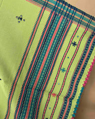 Light Green Chomukh Mirror Kutchi Woolen Shawl