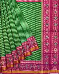 Pink & Green Lining Patola Saree