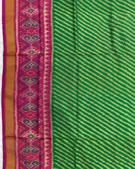 Pink & Green Lining Patola Saree