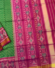 Pink & Green Lining Patola Saree