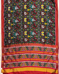 Red & Green Narikunj Twill Patola Saree